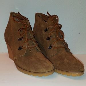 Women's Susina Suede Wedge Boots - Size 11 - Burnt Brown